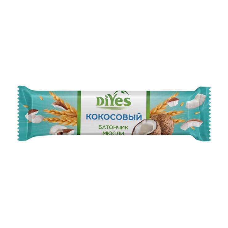 Батончик-мюсли DiYes кокос 25 гр., флоу-пак