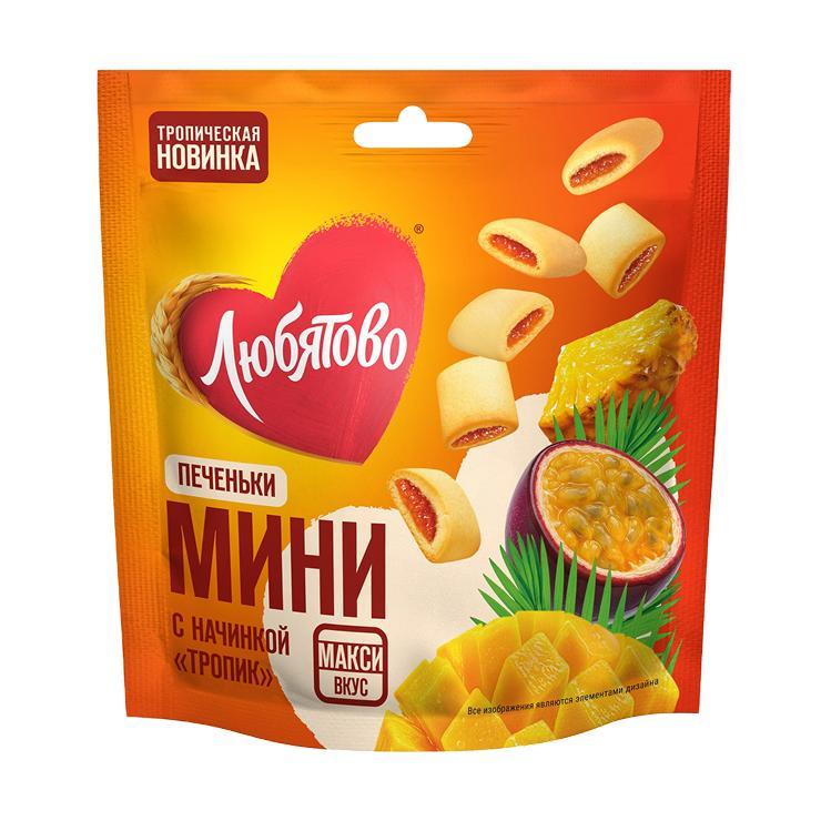 Печенье Любятово сдобное мини с начинкой тропик 79 гр., дой-пак