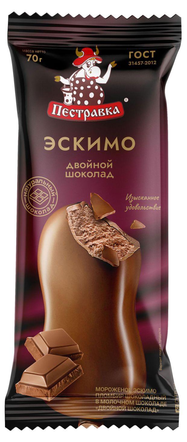 Мороженое Пестравка эскимо шоколадное в молочном шоколаде 70 гр., флоу-пак