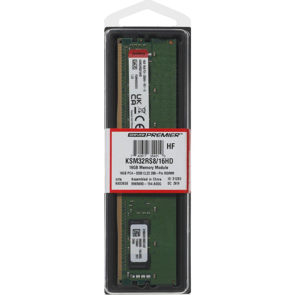 Память DDR4 Kingston KSM32RS8/16HD 16ГБ DIMM, ECC, registered, PC4-25600, CL22, 3200МГц