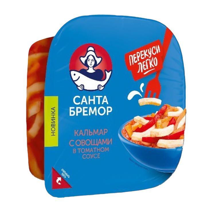 Салат Санта Бремор из кальмаров вареных соломка с овощами 150 гр., пластиковая упаковка