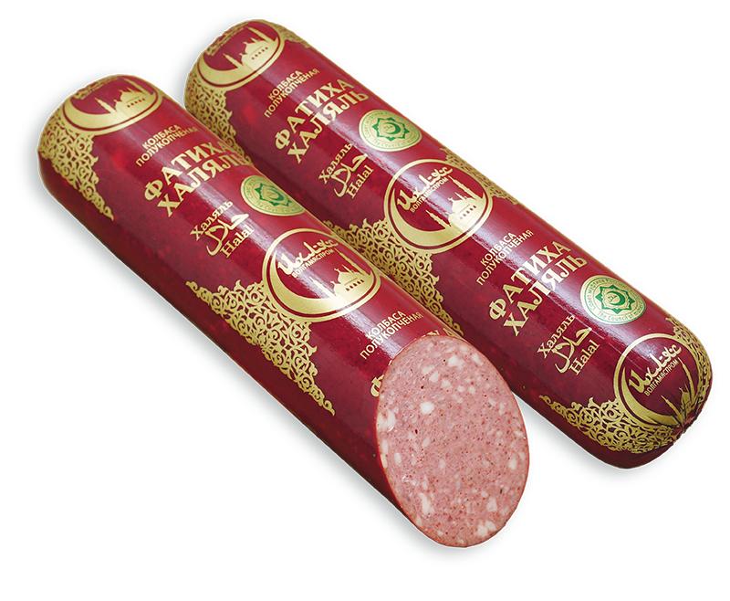 Колбаса полукопченая Ихляс мясокомбинат фатиха халяль 400 гр., оболочка