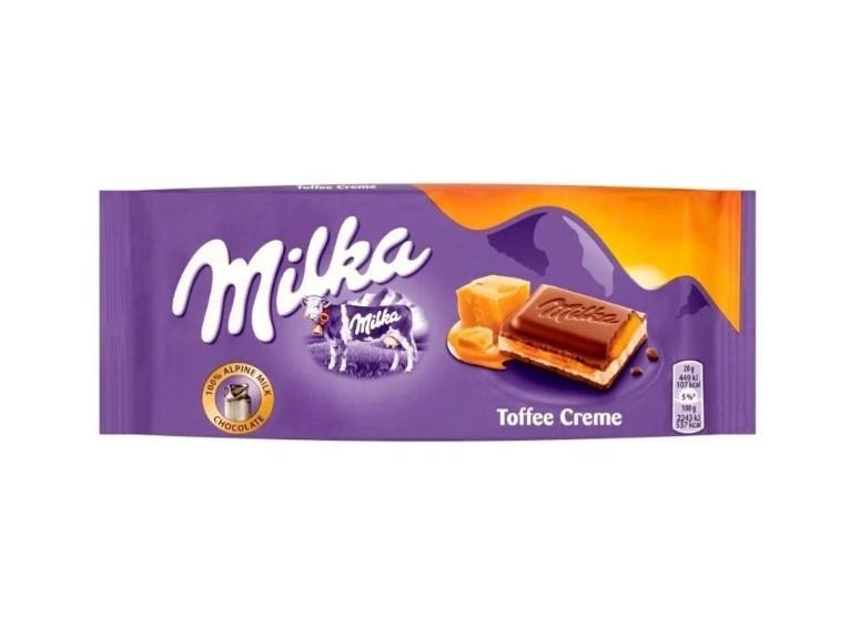 Шоколад Milka тоффи крем 100 гр., флоу-пак