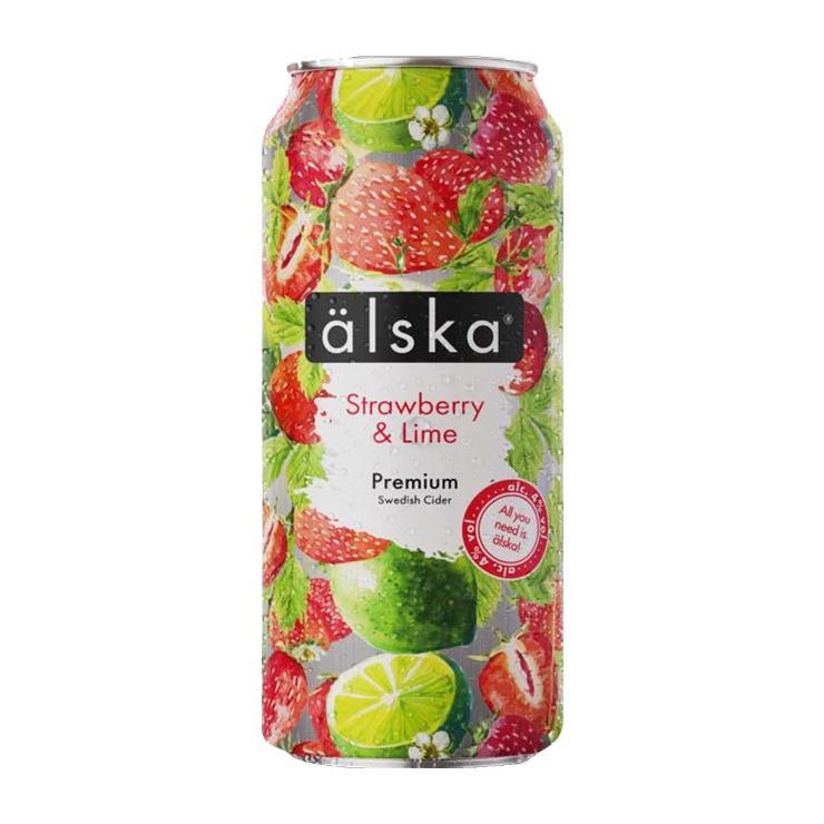 Сидр Alska Strawberry & Lime клубника лайм фильтрованный пастеризованный 440 мл., ж/б