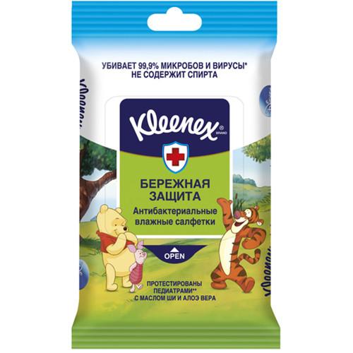 Салфетки влажные Дисней антибактериальные, 10 шт., Kleenex 45 гр., Флоу-пак