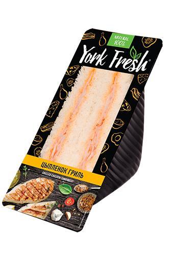 Сэндвич York Fresh с цыпленком гриль в пикантном соусе 130 гр., пластиковая упаковка