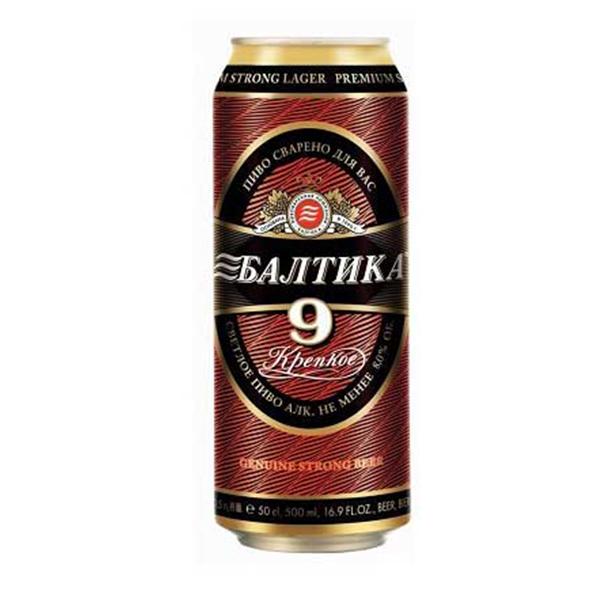 Пиво Балтика № 9 крепкое светлое фильтрованное пастеризованное 8% 500 мл., ж/б
