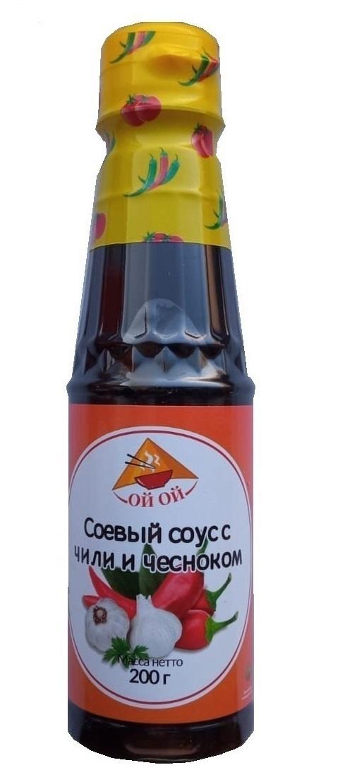 Соус соевый ОЙ-ОЙ чеснок и чили 200 гр., ПЭТ