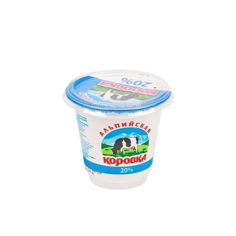 Сметана 20% Альпийская Коровка 250 гр., стакан