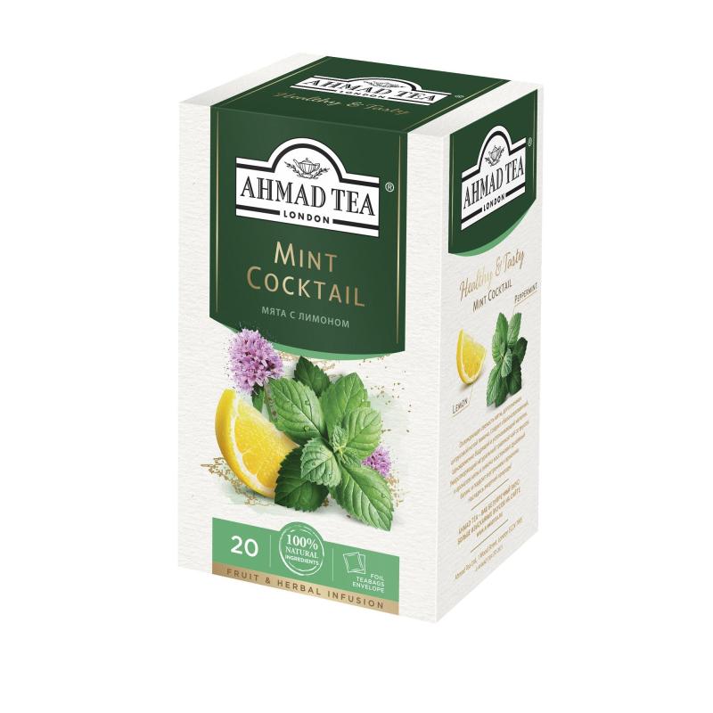 Чай Ahmad Tea Mint Cocktail травяной мята и лимона 20 пакетиков 30 гр., картон