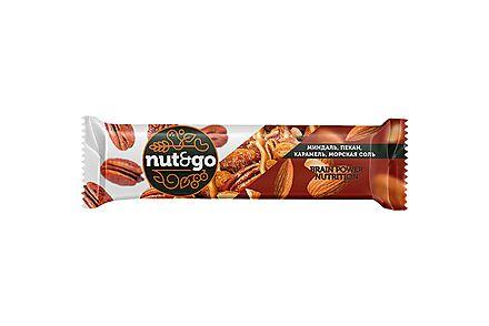 Батончик Nut&Go с миндалём пеканом карамелью морской солью 36 гр., флоу-пак