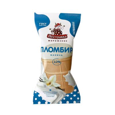 Мороженое Пестравка в вафельном стаканчике пломбир 100 гр., флоу-пак