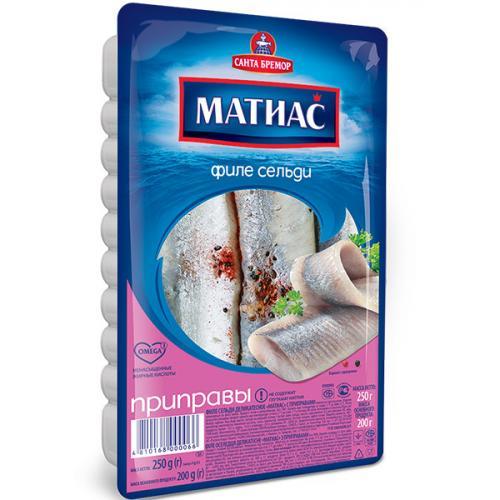 Сельдь Матиас филе с приправами 250 гр., вакуум