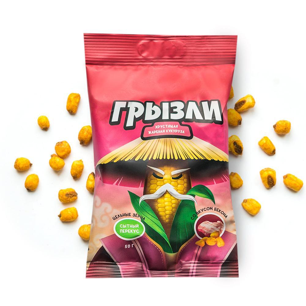 Кукуруза Грызли жареная со вкусом бекона 50 гр., флоу-пак