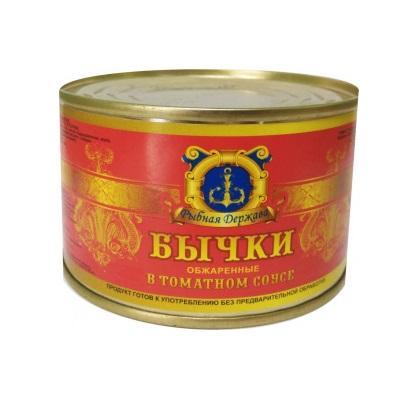 Бычки Рыбная держава в томатном соусе 240 гр., ж/б