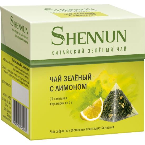 Чай зеленый Shennun с лимоном 20 пирамидок 40 гр., картон
