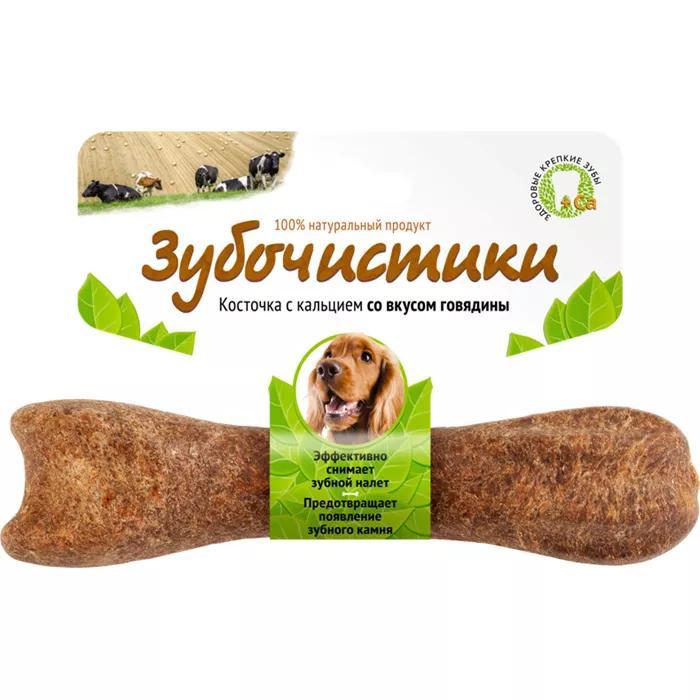 Косточка для собак средних пород Деревенские лакомства с кальцием со вкусом говядины 95 гр., картон
