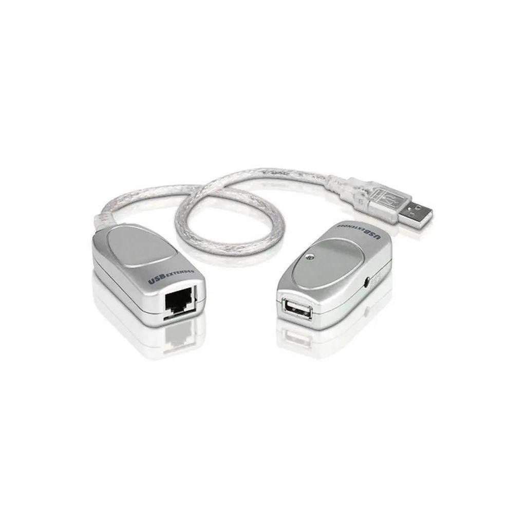 Кабель-удлинитель USB ATEN UCE60-AT, USB (m) (прямой) - RJ-45 (f), 1м, белый