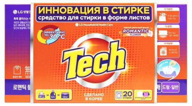 Средство для стирки в листах Tech romantic flower 20 шт., картон