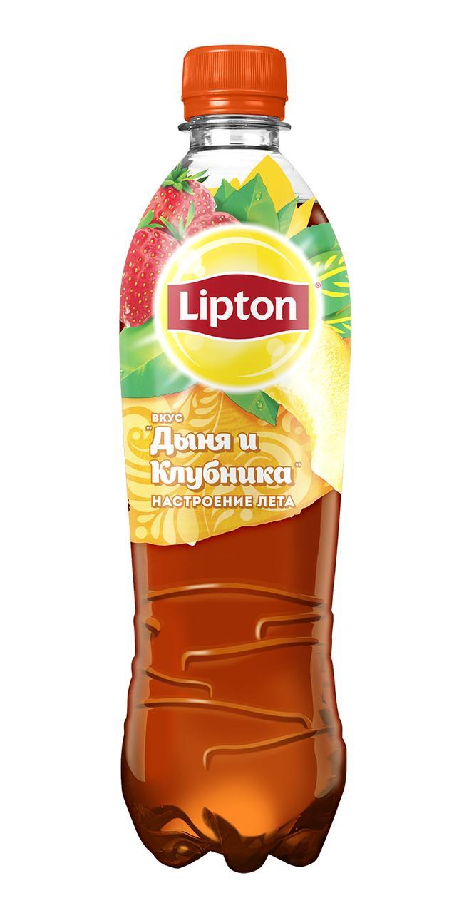 Чай холодный Lipton черный дыня клубника 500 мл., ПЭТ