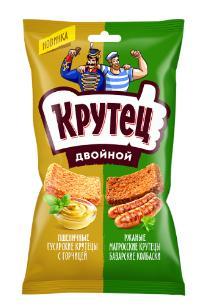 Гренки Крутец со вкусом горчицы и баварских колбасок 100 гр., флоу-пак