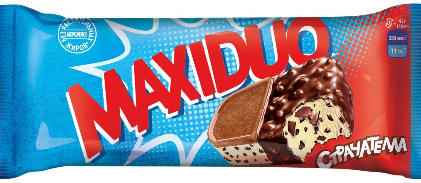Мороженое пломбир Nestle сэндвич maxiduo страчателла 92 гр., флоу-пак