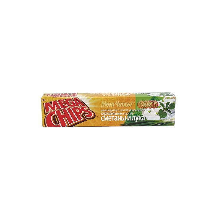 Чипсы Mega Chips сметана и лук 50 гр., картон