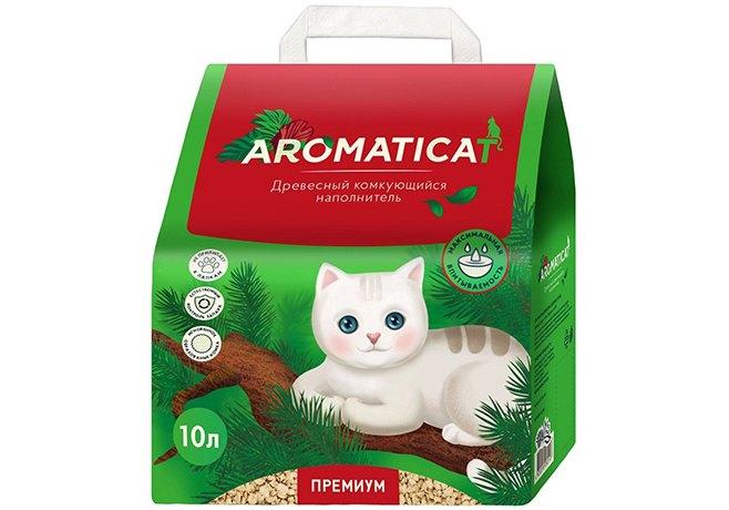 Наполнитель Aromaticat для кошачьего туалета древесный комкующийся, 10 л, флоу-пак