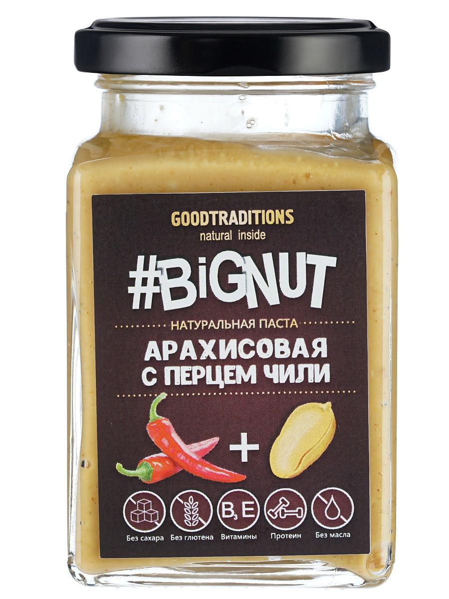 Арахисовая паста GOODTRADITIONS #BIGNUT с перцем чили 240 гр., стекло