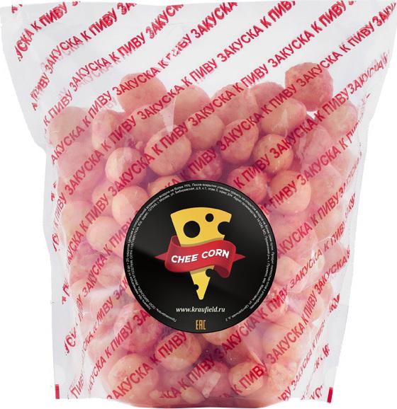 Продукт плавленый с сыром Chee Corn сухой хрустящий бочонок копченый со вкусом креветка 500 гр., пластиковый пакет