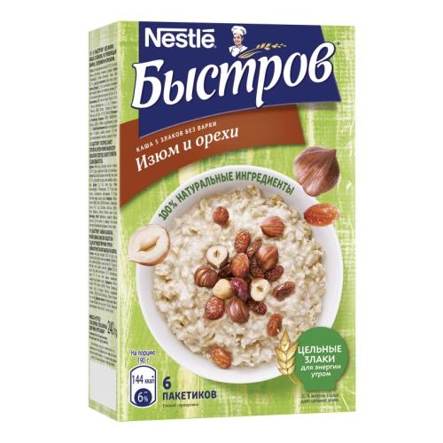 Каша 5 злаков изюм и орехи, 6 пак., Быстров, 240 гр., картонная коробка