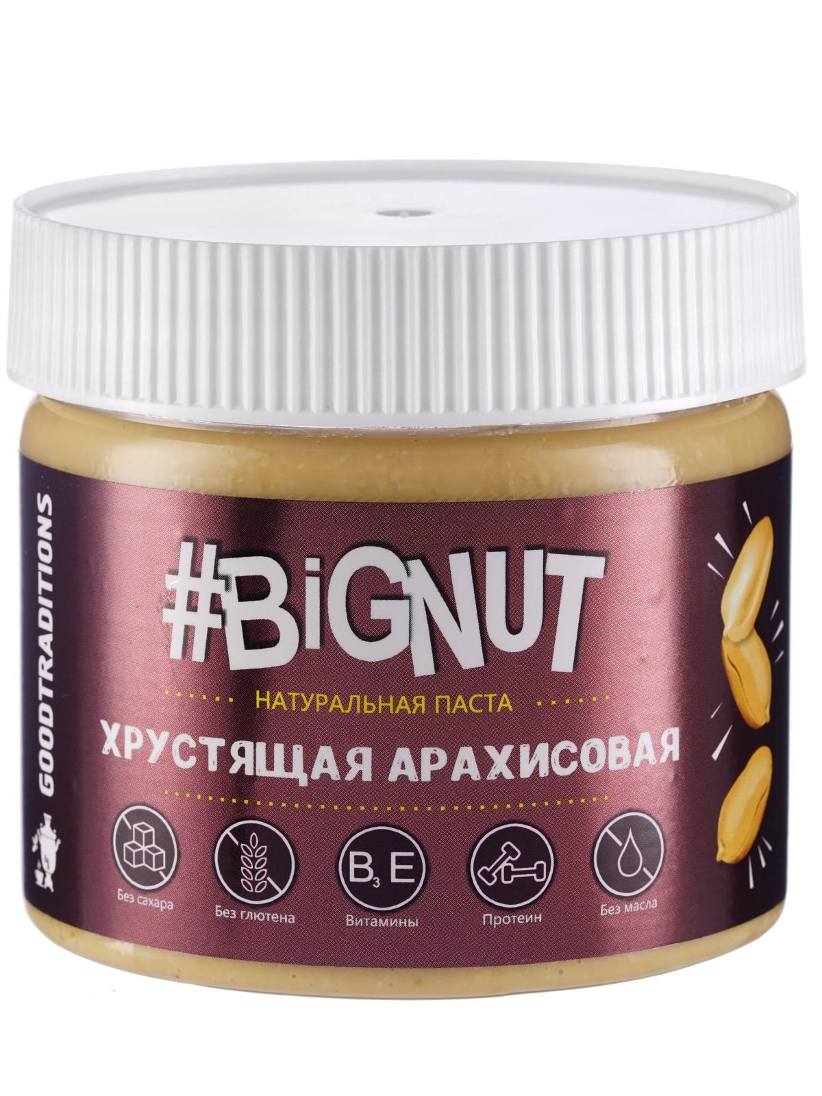 Арахисовая паста GOODTRADITIONS Bignut хрустящая 300 гр., ПЭТ