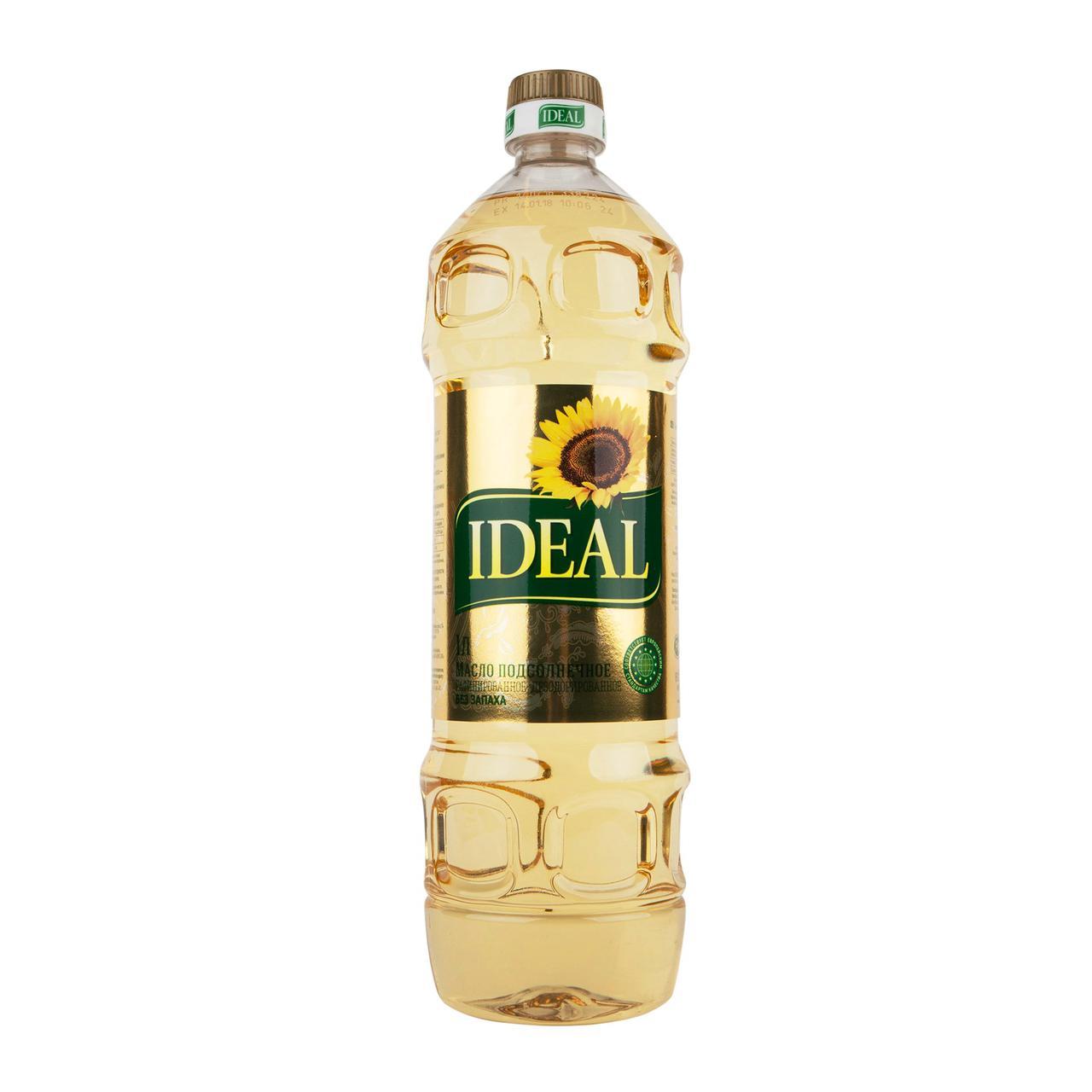 Масло подсолнечное Ideal рафинированное дезодорированное 1 л., ПЭТ