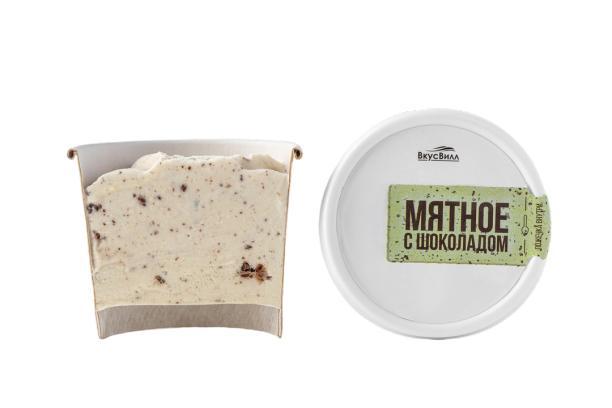 Мороженое пломбир ВкусВилл мятное с шоколадом 85 гр., картон