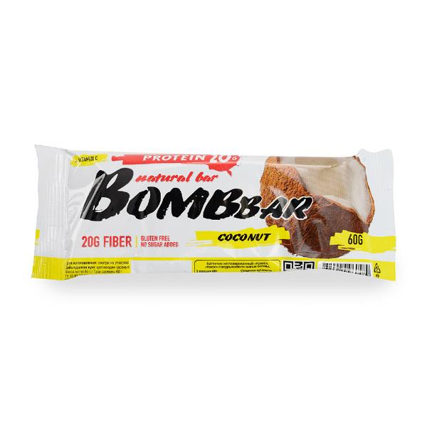 Батончик протеиновый Bombbar с кокосом 60 гр., флоу-пак