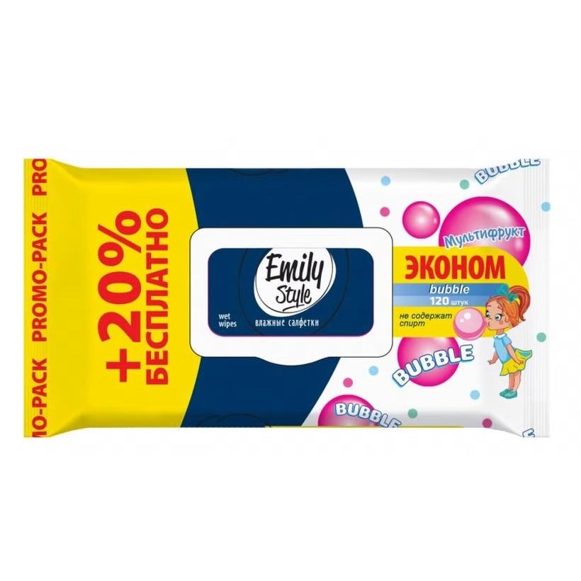 Влажные салфетки Emile Style Bubble Fresh 120 шт., флоу-пак