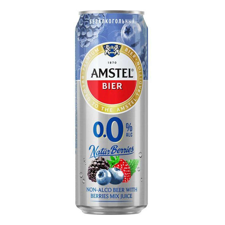 Пивной напиток Amstel Natur Ягодный микс безалкогольный 430 мл., ж/б