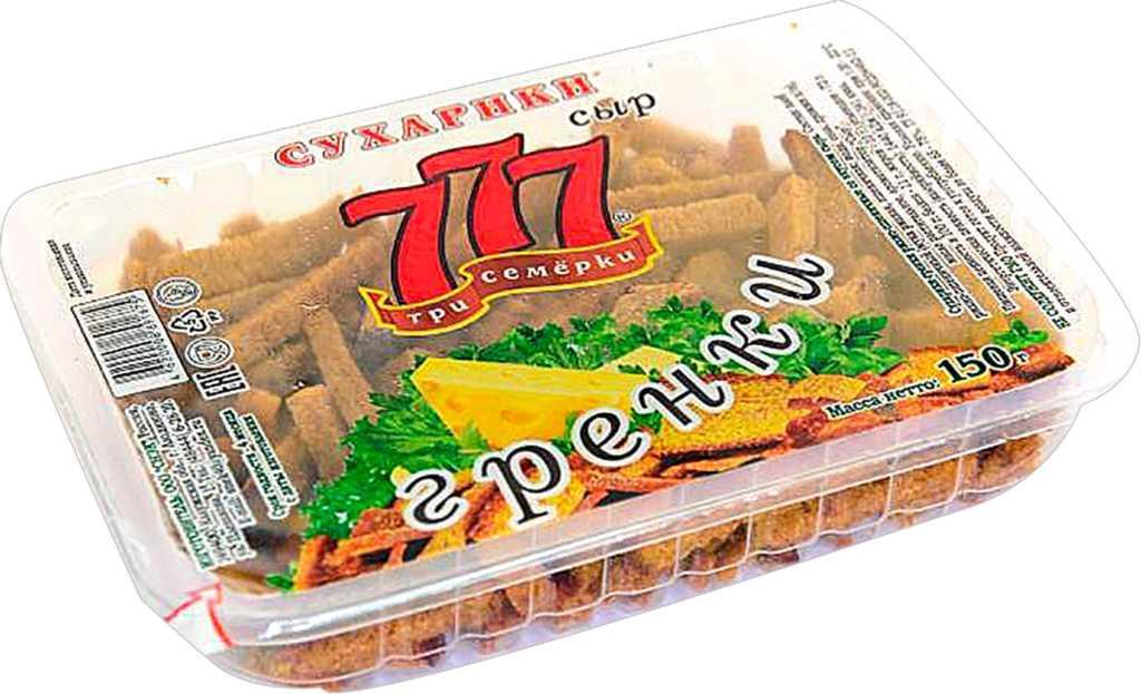 Гренки 777 ржано-пшеничные со вкусом сыра 150 гр., ПЭТ