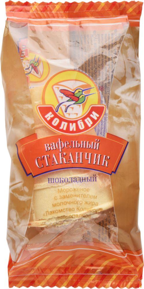 Мороженое пломбир Колибри шоколадное стаканчик вафельный лакомство 70 гр., флоу-пак