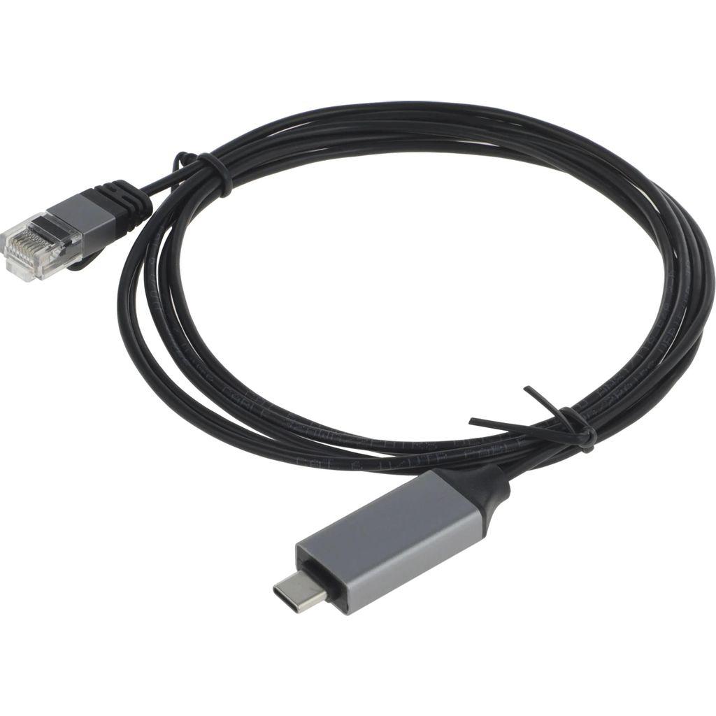 Кабель Buro BU-USB-C-LAN100-2m, USB Type-C (m) (прямой) - RJ-45 (m) (прямой), GOLD , 2м, пакет, черный