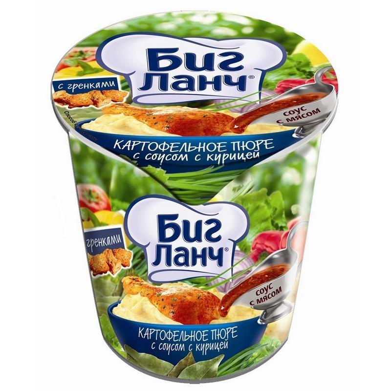 Пюре Биг Ланч картофельное быстрого приготовления с соусом с курицей, 50 гр., стакан