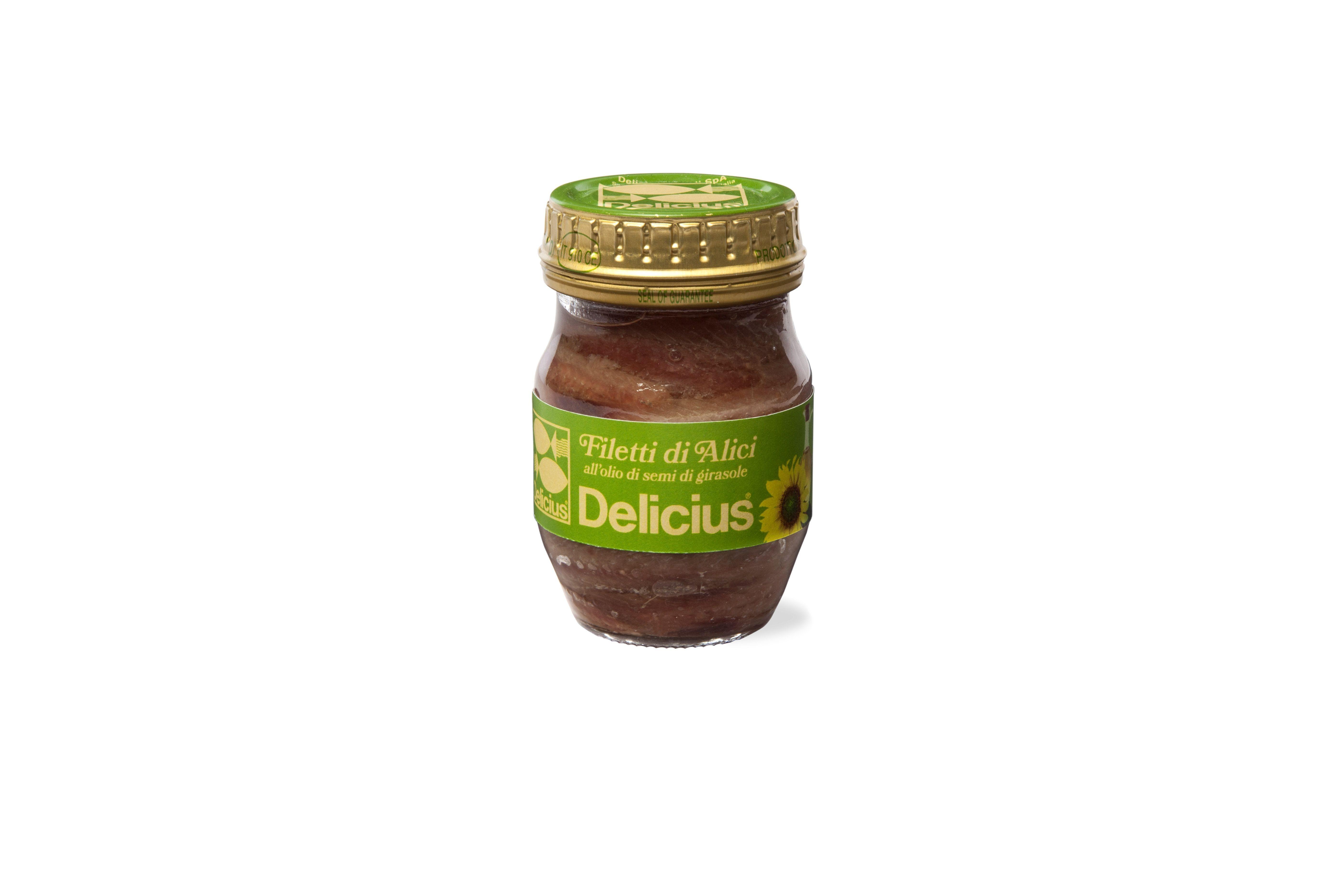 Анчоус Delicius филе в масле 78 гр., стекло