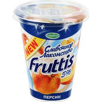 Йогуртный продукт Сливочное Лакомство персик 5%, Fruttis, 290 гр, ПЭТ