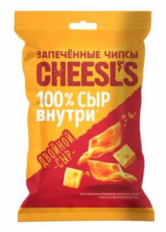 Снеки Чипсы CHEESLS пшенично-картофельные запеченые с сыром со вкусом двойного сыра 100 гр., м/у
