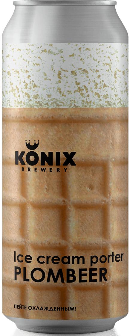 Пивной напиток Konix ICE CREAM PORTER PLOMBEER темное, пастер., нефильтр., 7% 450 мл., ж/б
