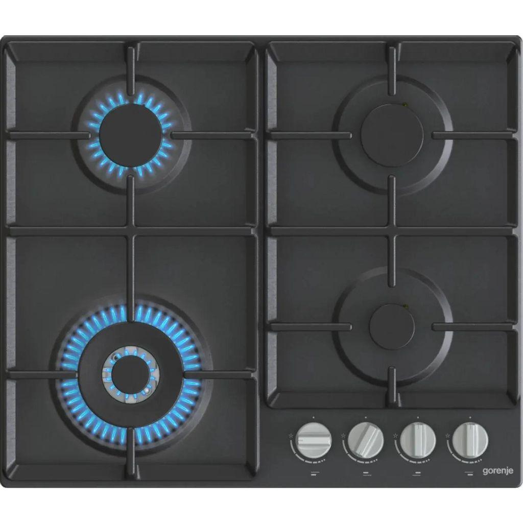 Газовая варочная панель Gorenje GW641EXB, 4 конфорки, эмалированная сталь, черный