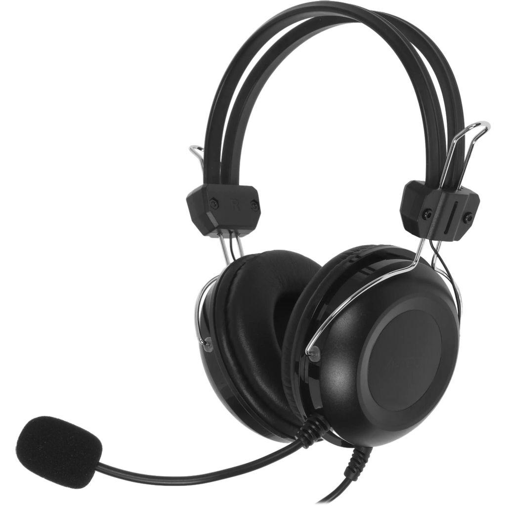 Гарнитура A4TECH HU-35, для компьютера, накладные, проводные, черный