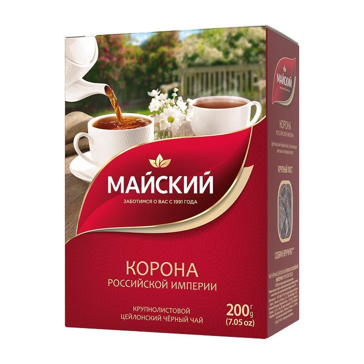 Чай черный Майский Корона Российской Империи крупнолистовой 200 гр., картон