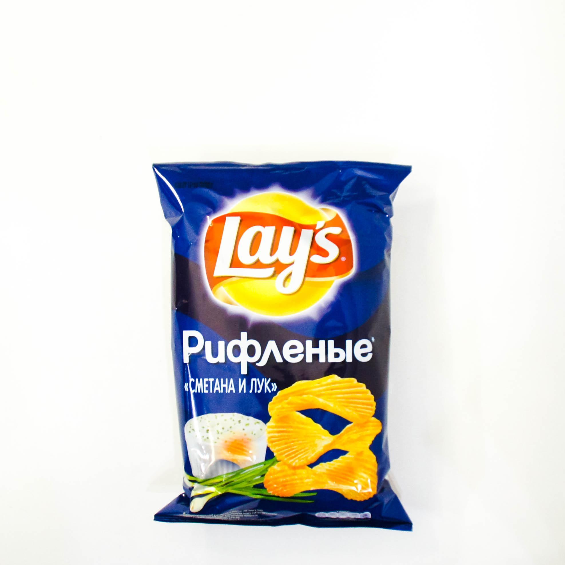 Чипсы Lay's сметана лук рифленые 90 гр., флоу-пак