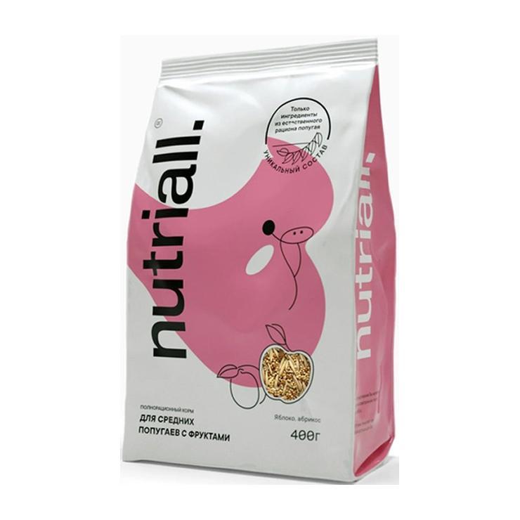 Корм Nutriall полнорационный для средних попугаев с фруктами, 400 гр., флоу-пак